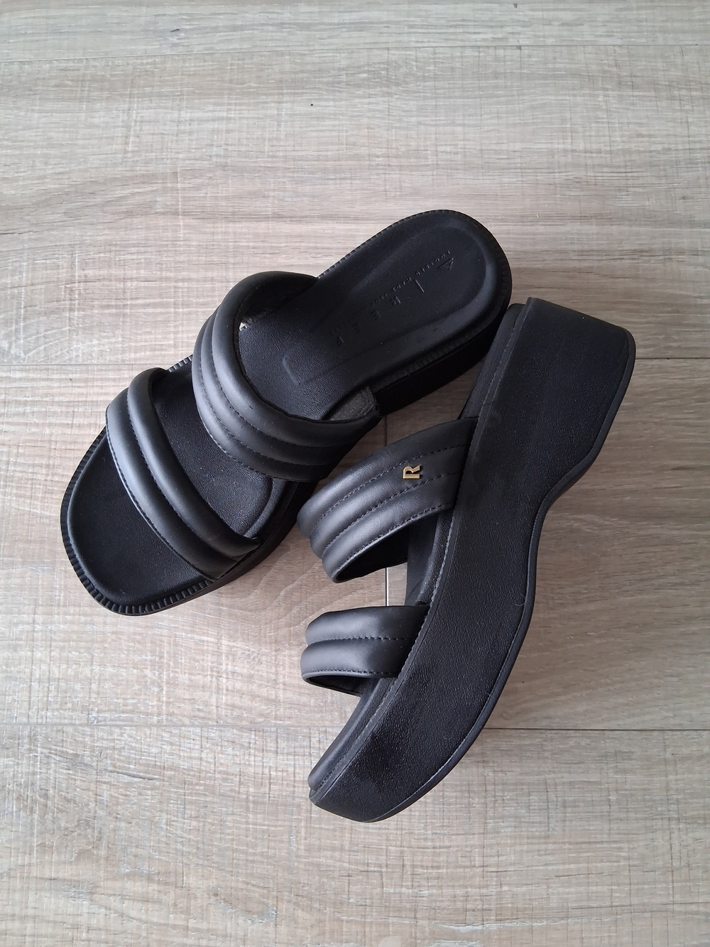 Reef Lofty Lux Hi Black Platform Slide Sandals